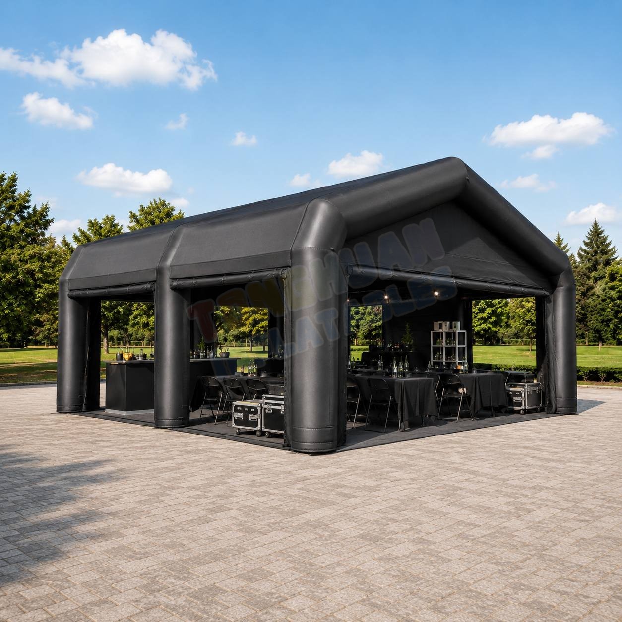 Commercial Inflatable Party Tent Black Pavilion Shelter with Spacious Interior for Hospitality Areas Event Rentals Exhibitions and Temporary Outdoor