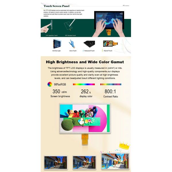 Polcd 1024X600 10.1 Inch Capacitive Touch Screen EK79001 TFT LCD Display