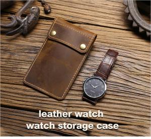 China CROSS-BORDER RETRO CRAZY HORSE LEATHER WATCH BAG CONVENIENT CREATIVE LEATHER WATCH STORAGE HOLSTER wholesale