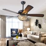 52 inch Retro Ceiling Fan Lamp with Light 110v Remote Control 5 Light Fixture