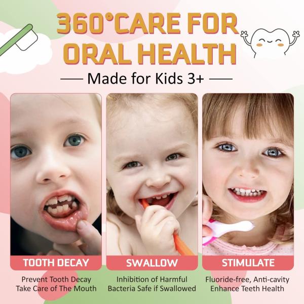 2PCS 60ml Childrens Toothpaste Kids Foam Toothpaste Travel Friendly Strawberry Orange