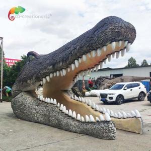 China Waterproof Fibreglass Life Size Animals Fiberglass Crocodile Head Door Decoration wholesale