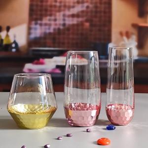 China 400ml Hand Cut Gold Honeycomb Crystal Wine Glasses wholesale