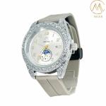 Silver and Black Bezel New Design Quartz MovementSilicon Strap Watch for Adult