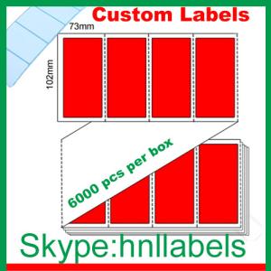 China Thermal Transfer Labels 102X73/1 Red Trans fanfold Perm, Perfs, 6,000 per box wholesale