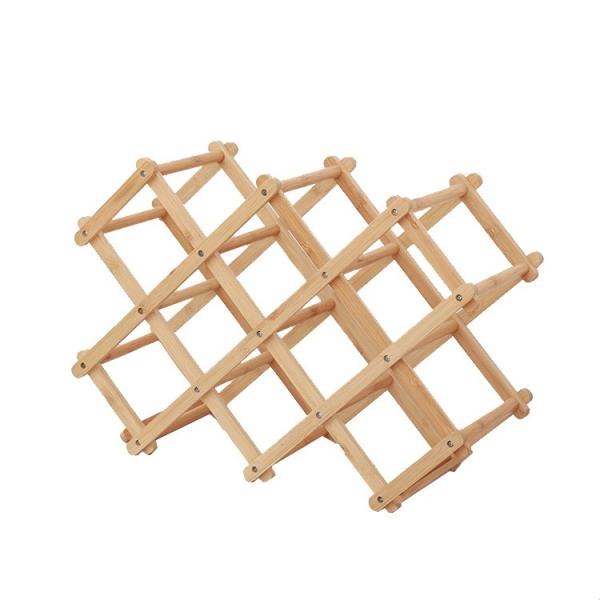 Sustainable Bamboo Foldable Wood Countertop Wine Bottle Storage Rack for 3 6