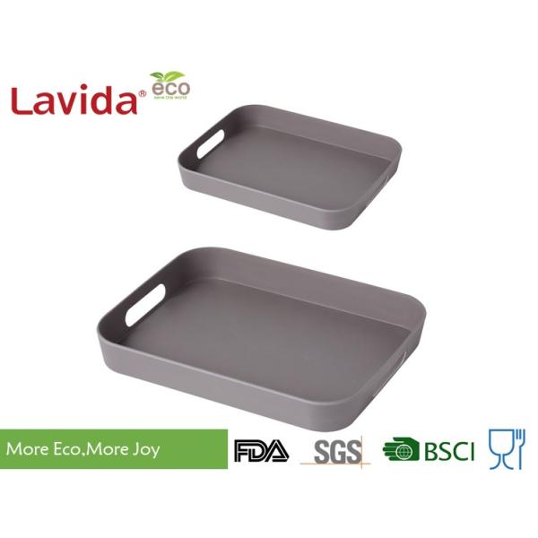 Professional use Customized Logo and Design Biodegradable Bamboo fibre Tray for shool restaurant home Gray 2-pc set