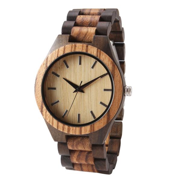 Wood Watches Men's Nature Wooden Bamboo Quartz Wrist Watch Wooden Band Men