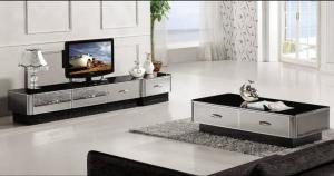 China Fashion Mirrored Television Cabinet , Wooden Body Mirrored Glass TV Stand wholesale