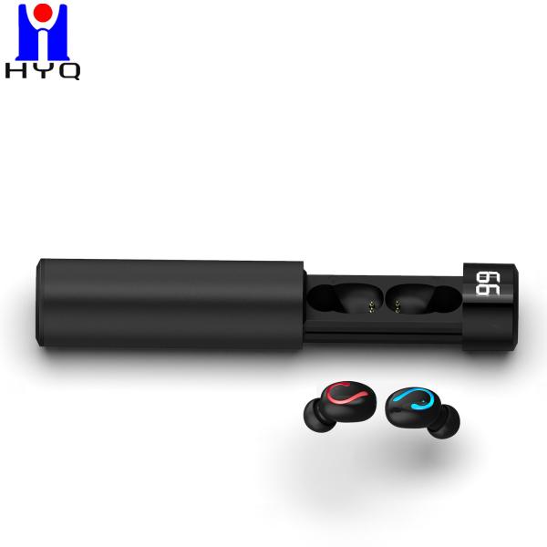 Digital Display Power Bank Earphones Cylindrical Black Battery Case Little Bean