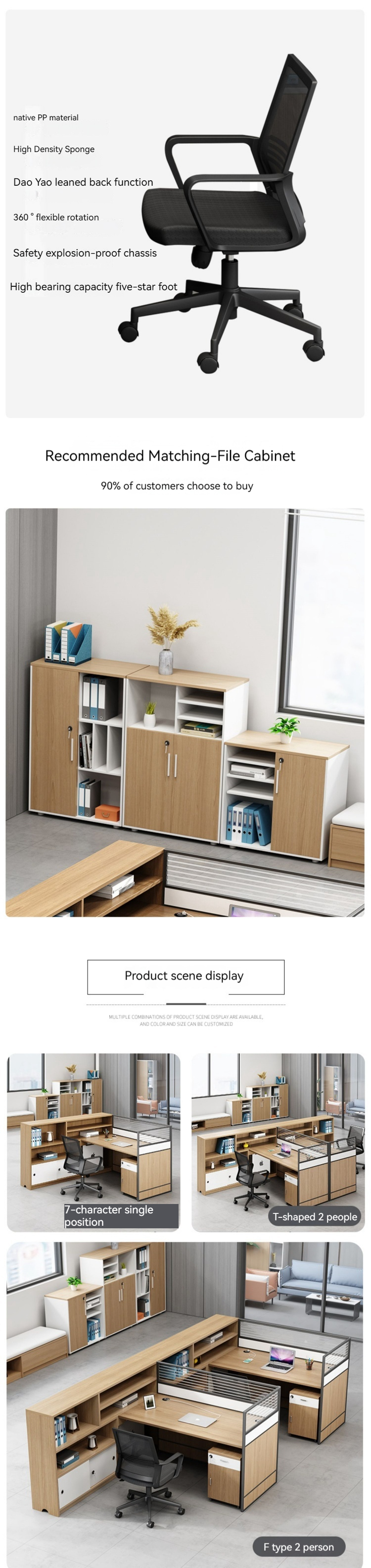 ISO9001/ISO14001 Certified Villa Desk Sub-Office for and Durable Finance Desk Staff