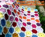Hand-Woven Daisy colored stripes Crochet blanket flowers wallpaper table cloth