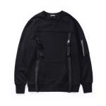 Black Blank Cotton Oversized Crewneck Sweatshirt With Front Pocket No Hood
