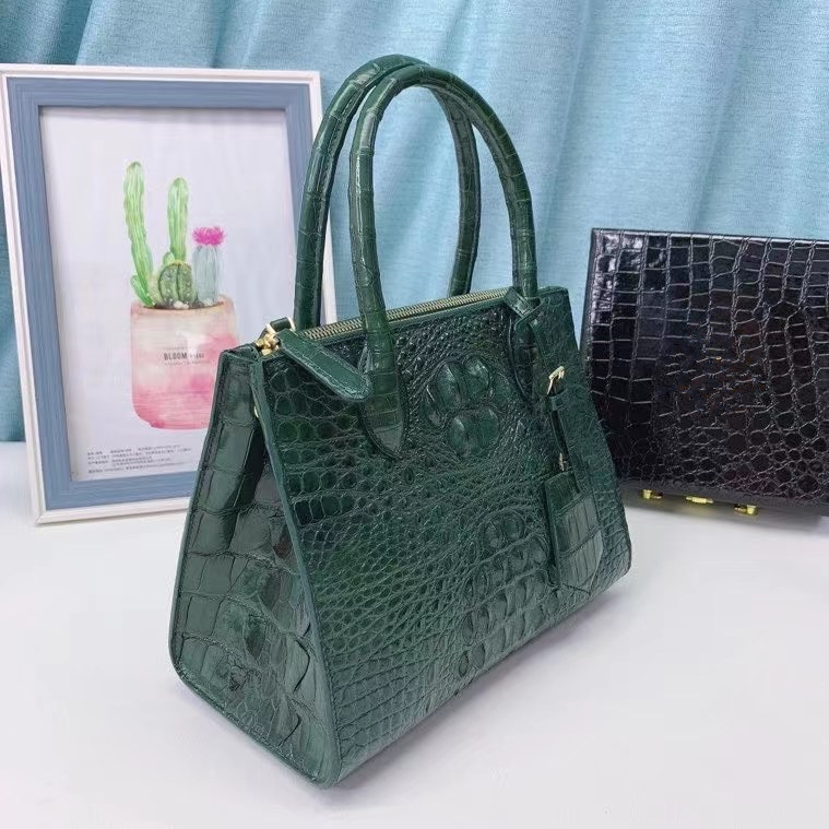 Genuine Alligator Skin Women Small Totes Tag Purse Shoulder Bag Authentic Real Crocodile Leather Lady Top-handle Handbag