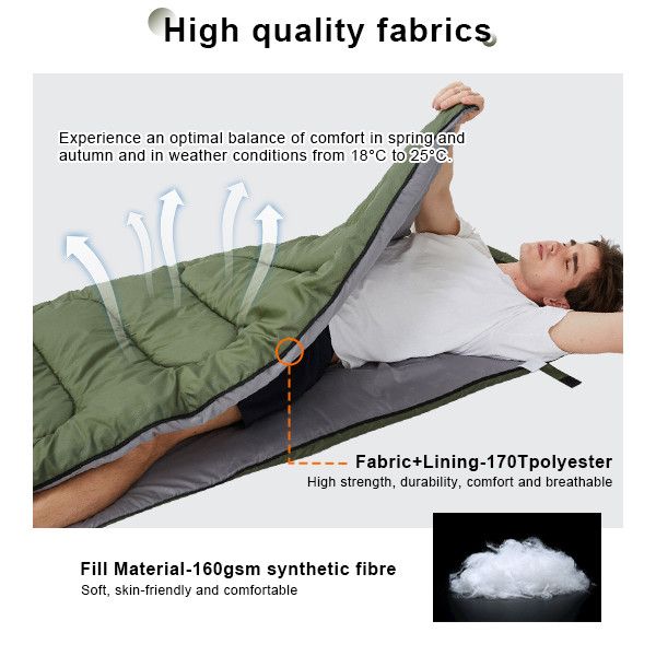 Warm Weather Sleeping Bag Comfortable Rectangle Sleeping Bag With Hood