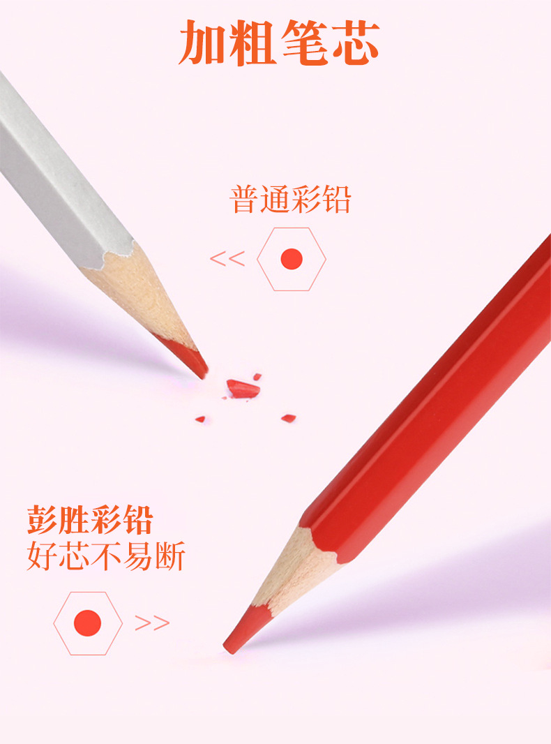 Customized Logo Personalized Cute Hexagonal Boxes Wood Coloring Pencils for Promotion