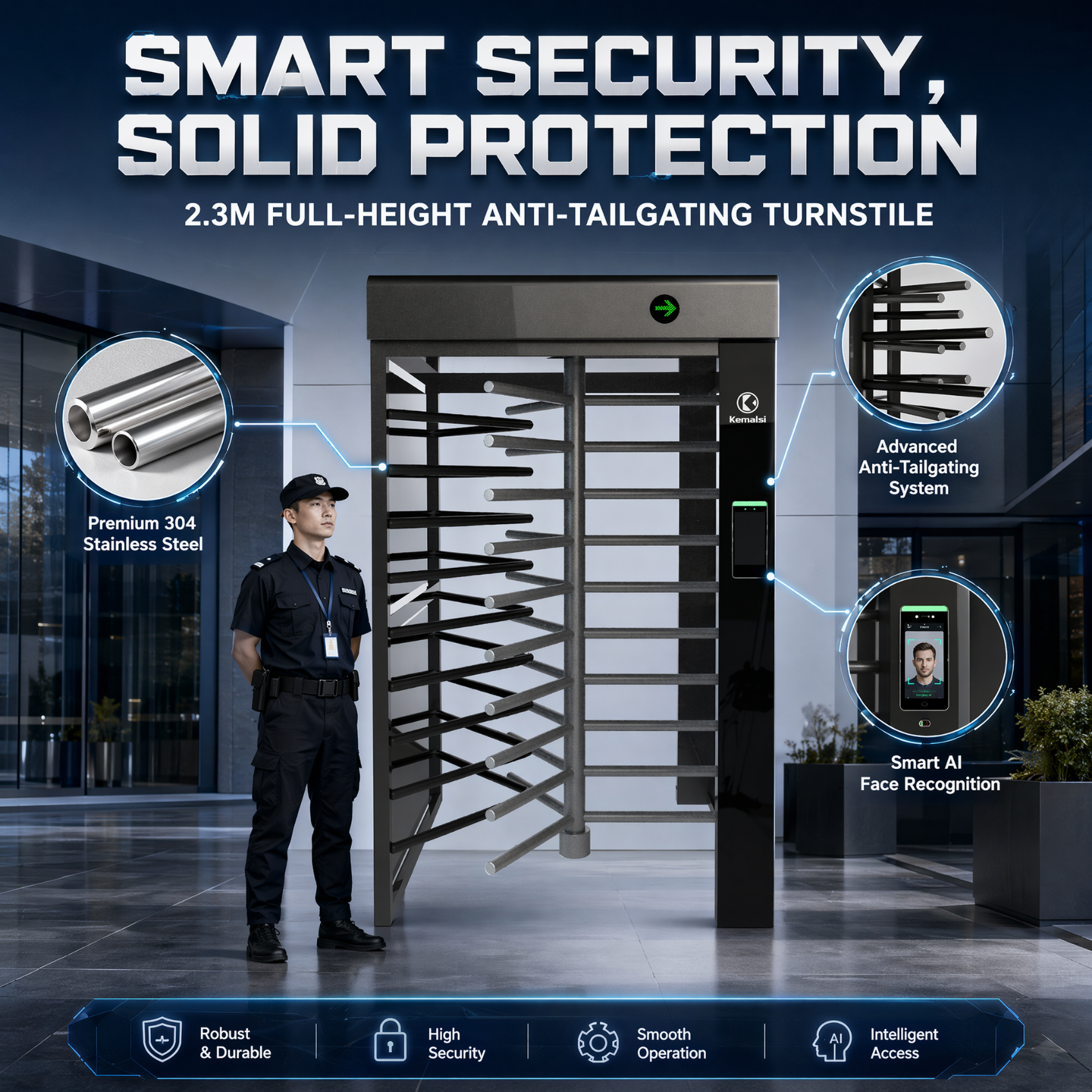 Full-Height Turnstile For Construction Site Real-Name System