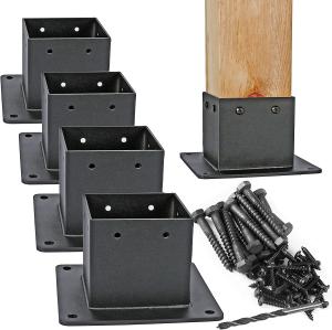 China Dacromet Electrophoretic Paint 3.5x3.5 inch Square Flange Post Anchor Base with Screws wholesale