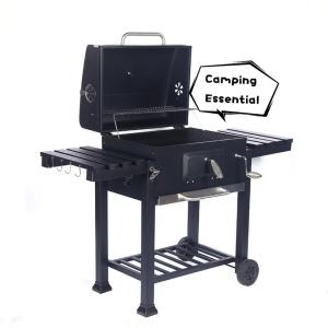 China Industrial Metal Charcoal Barbeque Trolley Grill with Tabletop in Chrome Plated Finish wholesale