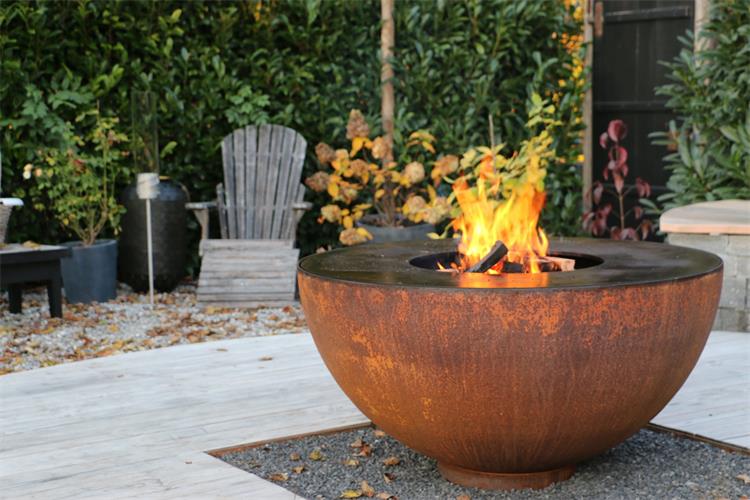 Outdoor Round Rusty Barbecue Fire Bowl Corten Steel Camping Fire Pit Grill