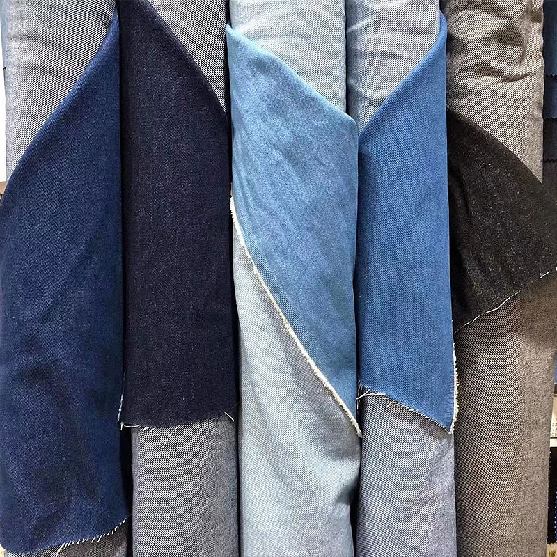 Good quality thin stretch vintage hole ripped Solid Color washed jeans material cotton polyester spandex denim fabric for sale