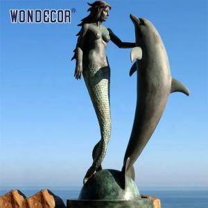 China Custom Outdoor Decoration Famous Life Size Bronze Mermaid Dolphins Statue wholesale