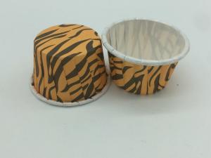 China High Temp PET Baking Cups , Food Grade Zebra Print Cupcake Liners Curry Color wholesale
