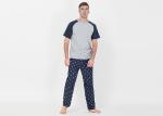 Two Piece Mens Luxury Sleepwear 100% Combed Cotton Jersey Pyjamas Classic Style
