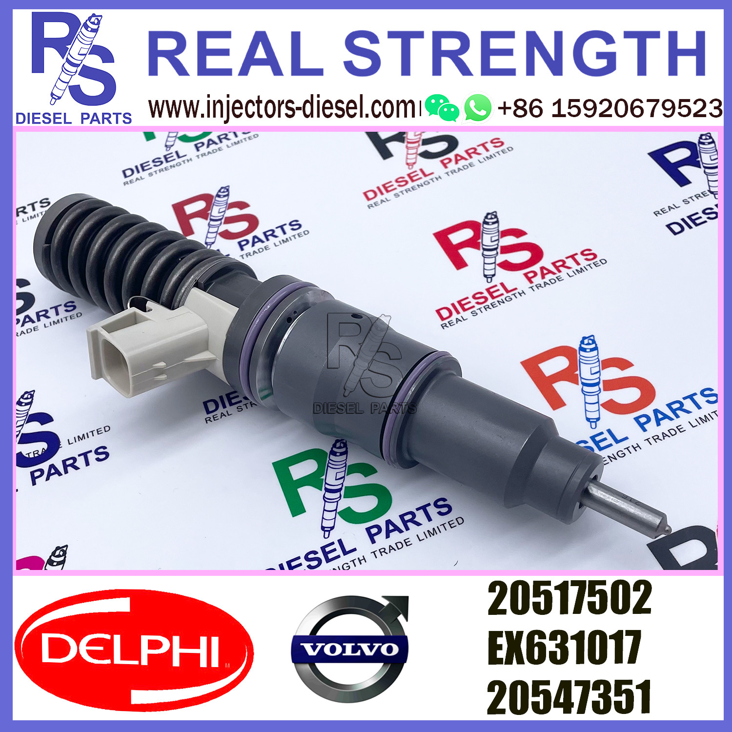 DELPHI 4pin EX631017 20547351 Diesel pump Injector 20517502 EX631017 20547351 E3.5 for V-O-L-V D12 3155 465 BHP