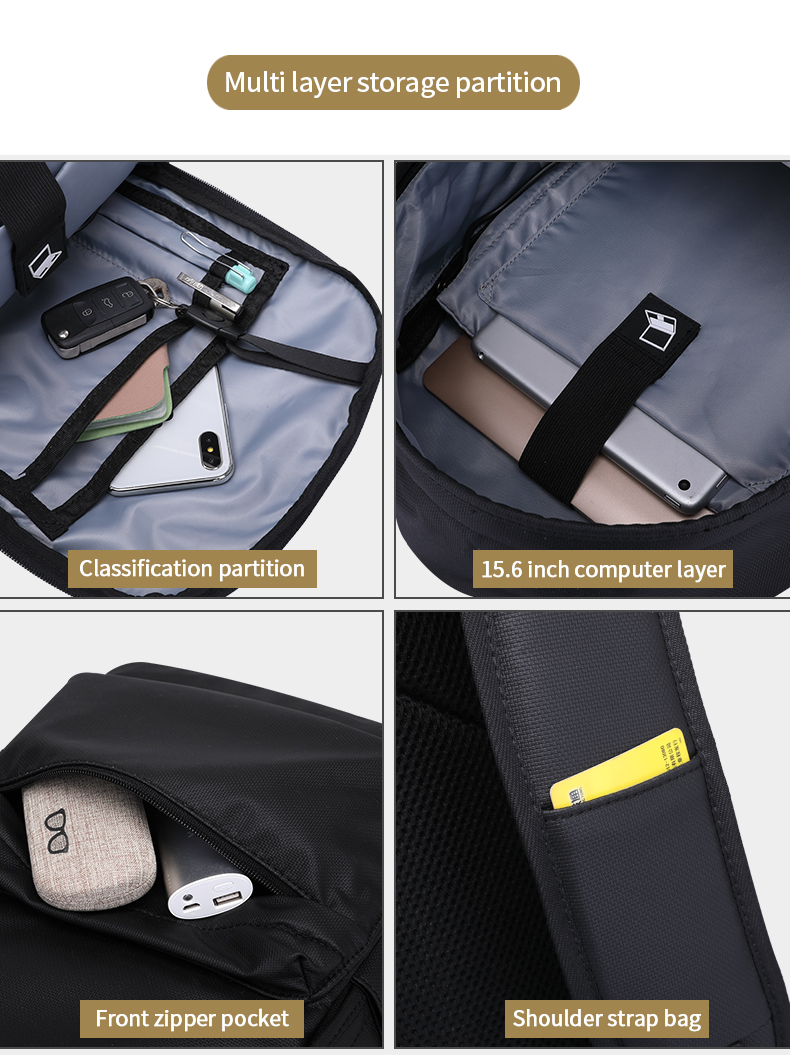 Factory customized logo schoolbag 15.6 inch Laptop Bag Fashion teenagers school bag men backpack