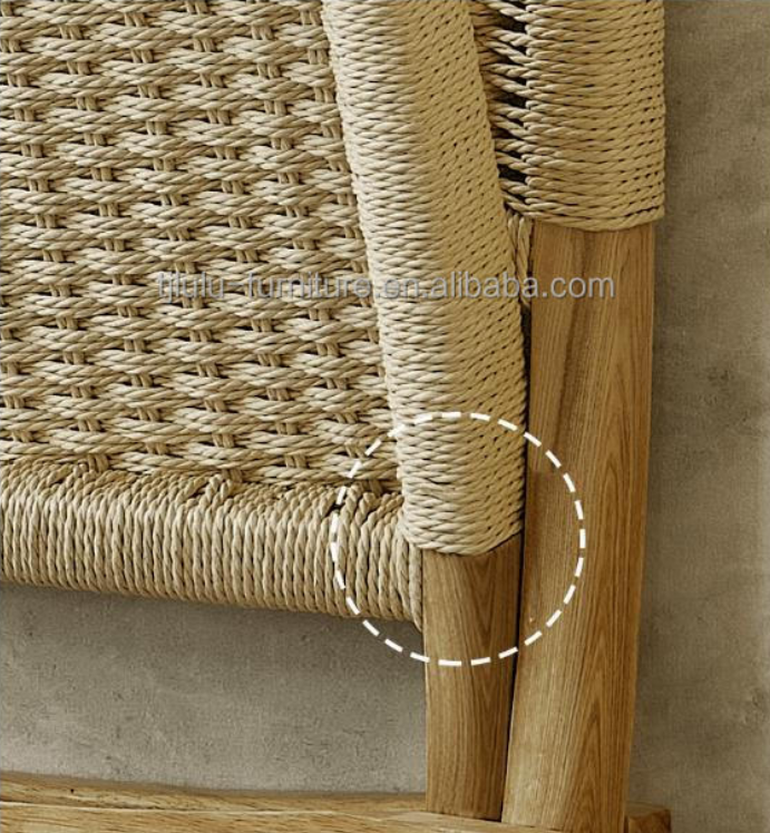 Leisure Style Wooden Patio Outdoor and Living Room Folding Chairs with Natural Rattan Woven Craftsmanship