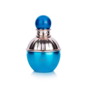 China 50ml Cylindrical Blue Frosted Glass Bottle With Golden Lid For Empty Cream Jar wholesale
