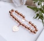 Custom Fine Beaded 14k 18k Gold Ball Chain Bracelet 925 Sterling Silver Heart