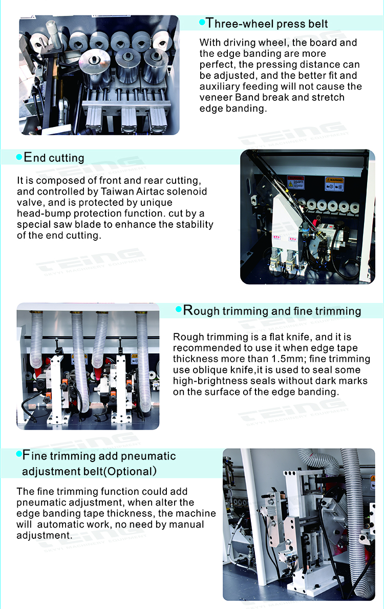 8.5kW Power Automatic Edge Bander with Double Trimming and Electric Lifting Mode SKY420