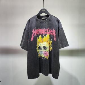 China Black Acid Wash Unisex Custom Logo DTG Print Drop Shoulder T-shirt for Vintage Cotton wholesale