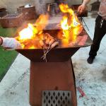 Outdoor Backyard Corten Steel BBQ Grill 500*500*700mm Base Anticorrosive