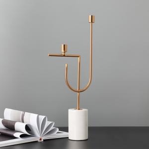 China Classic Marble Base 520mm 460mm Gold Metal Candle Holder wholesale