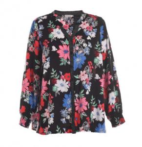 China Colorful Printed Plus Size Fashion Ladies Blouse With Long Sleeve Nice Figure on sale