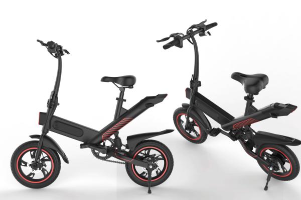 Black Lightweight Electric Bike , Foldable Electric Bicycle IP54 Waterproof