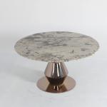 Rose Gold Stainless Steel Dining Table Mirror Finish Large Marble Dining Table