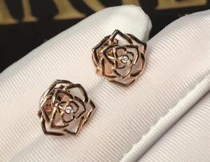 China Piaget brand jewelry 18kt Rose earrings in 18K rose gold set with 2 brilliant-cut diamonds (approx. 0.01 ct). wholesale