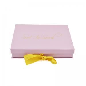 China Yellow Ribbon Hard Cardboard Gift Boxes Recycled Paper Gift Boxes 4C Printing wholesale