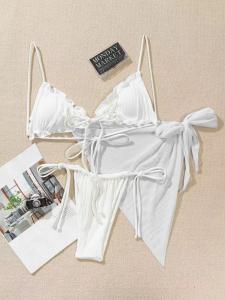 China UPF Function white  Bathing Suit Two Pieces Summer Bikini Nylon Fabric on sale