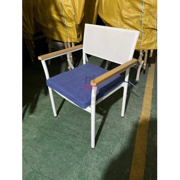 Aluminum Frame Stackable Outdoor Dining Chair With Removable Cushion