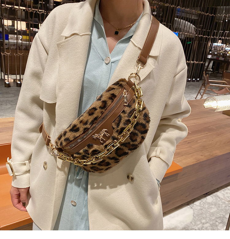 Plush Lambs Wool Fluffy Fur Women's Wait Bag Small Fashion Fabric Winter Female Bag Designer Handbags