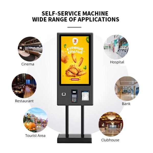 32 Inch Full Black Cashless Self Service Kiosk With Credit Card Payment