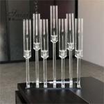 7 Arms Crystal Taper Candle Holders Event Table Decorations With Glass Tubes
