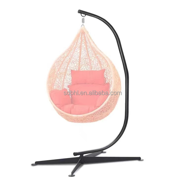 Garden Swing Hammock Chair With Durable Hanging Kits And C Shape Swing Stand In Modern Design