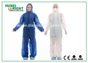 China Waterproof Disposable Coveralls With Hood/Nonwoven Breathable Stripping For Food Factory wholesale