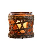 Round Creative Glass Candle Holders With Wicker Sleeve